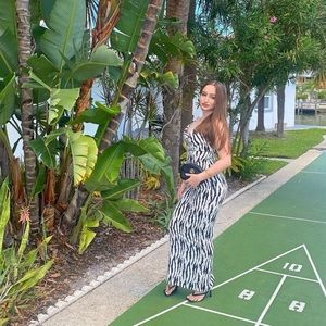 Zebra satin maxi dress